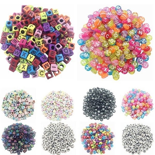 100Pcs Alphabet/Letter Acrylic Spacer Loose Beads Jewelry Making DIY Necklace